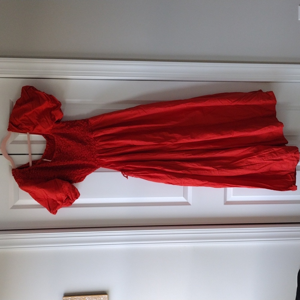 FREE PEOPLE Kalina Midi dress in Persimmon size Large - Picture 4 of 8